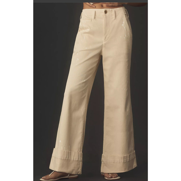 Anthropologie Pilcro Slouchy Splatter Chino Pants - New 28 waist - Picture 2 of 5